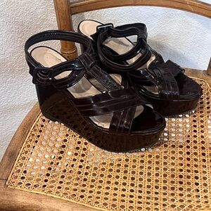 Robert Clergerie Burgundy Dark Brown Wedge Shoes